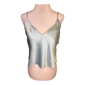 MOTHER OF ALL Silk Blend V Neck Cami Top Pale Blue Size Small NWT